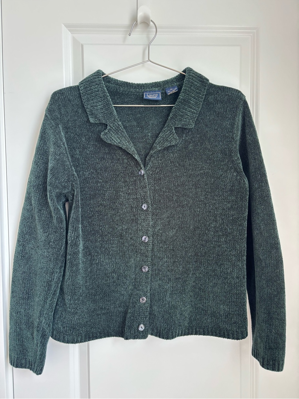 Laura Scott Forest Green Button-Up Knit Cardigan